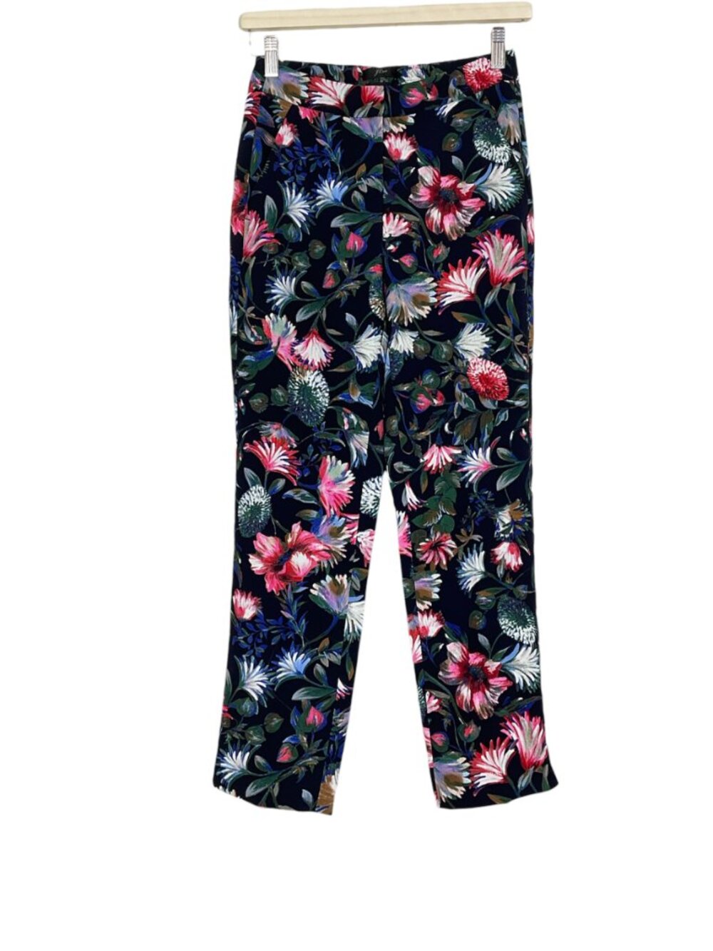 J. Crew Navy Floral Print Easy Pants Size 00